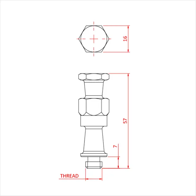 Doughty G1181 SNAP-IN 16MM X 1/4 UNC SPIGOT 