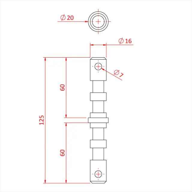 Doughty G1195 SPIGOT 16mm X 16mm GRIP (aluminium) 