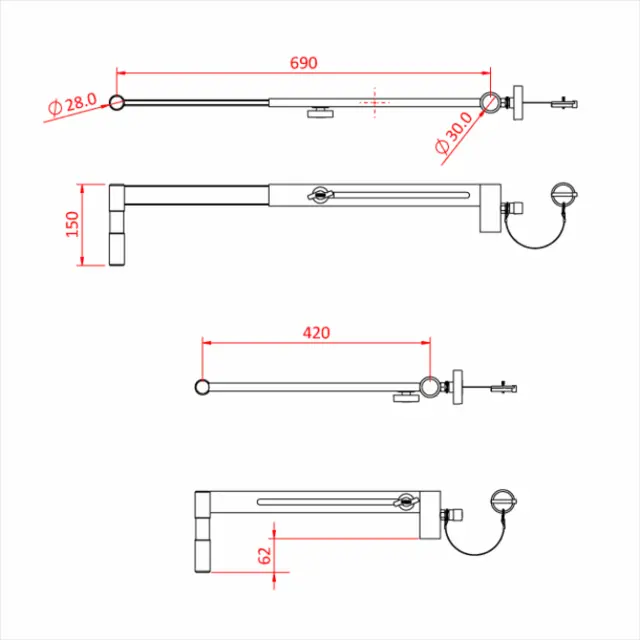 Doughty G1305 JUNIOR ADJUSTABLE OFFSET ARM 