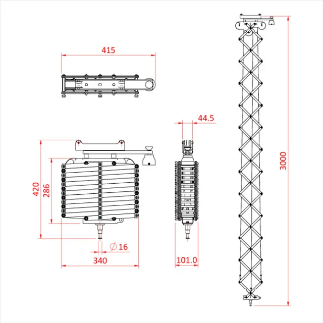 Doughty G1510 LIGHTWEIGHT PANTOGRAPH 3 SPRING X 2.0M(c/w 16mm spigot and Studio 