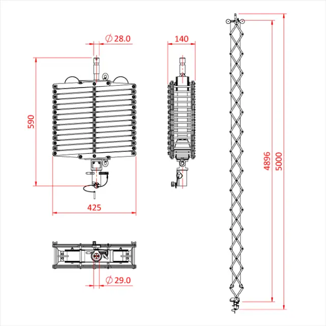 Doughty G1666 PANTOGRAPH 2 SPRING X 5.0M (12Kg SWL) 