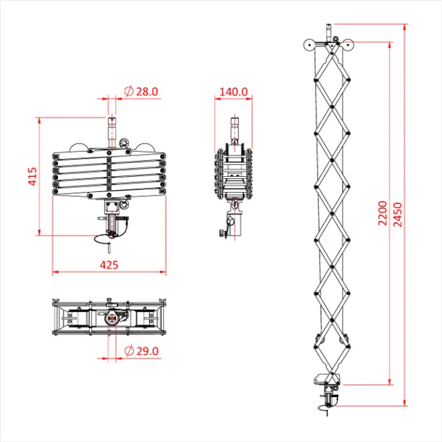 Doughty G1670 PANTOGRAPH 3 SPRING X 2.20M (20Kg SWL) 