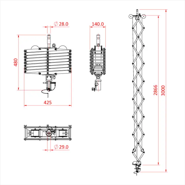 Doughty G1672 PANTOGRAPH 3 SPRING X 3.0M (20Kg SWL) 