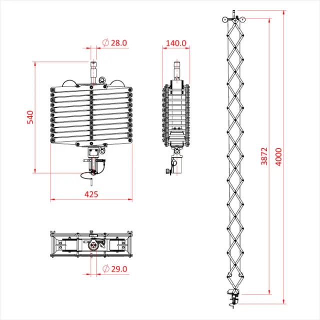 Doughty G1674 PANTOGRAPH 3 SPRING X 4.0M (20Kg SWL) 