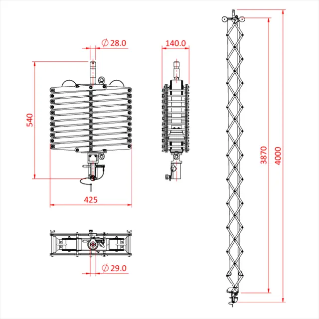Doughty G1674 PANTOGRAPH 3 SPRING X 4.0M (20Kg SWL) 