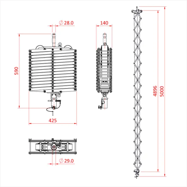 Doughty G1676 PANTOGRAPH 3 SPRING X 5.0M (20Kg SWL) 