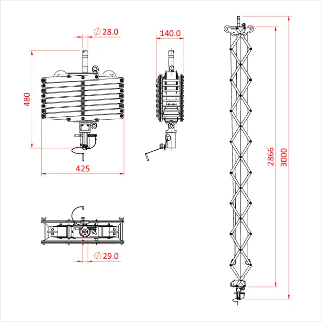 Doughty G1682 PANTOGRAPH 4 SPRING X 3.0M (27Kg SWL) 