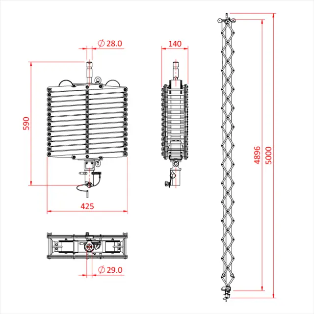Doughty G1686 PANTOGRAPH 4 SPRING X 5.0M (27Kg SWL) 