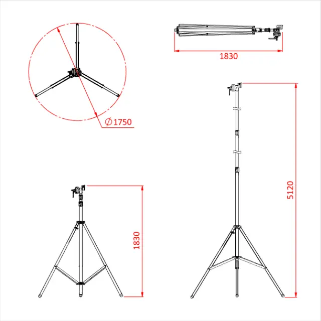 Doughty G209001 WIDE BASE OVERHEAD STAND Shadow Range 