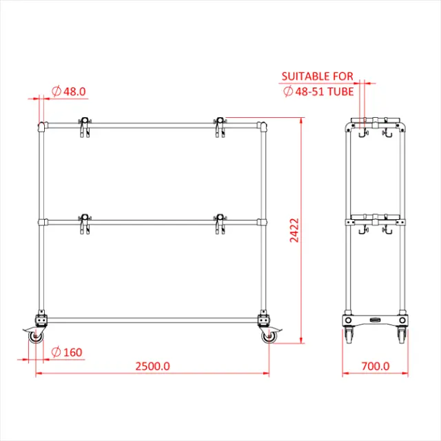 Doughty G3507 2.5m MEAT RACK 