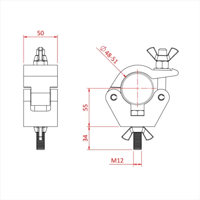 Doughty HOOK CLAMP, Black STAINLESS STEEL FIXINGS 