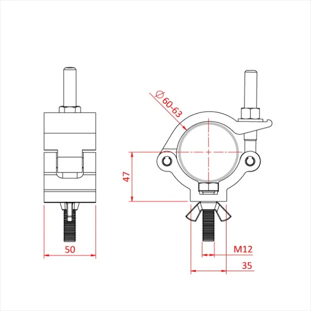 Doughty MAMMOTH HOOK CLAMP, Black STAINLESS STEEL FIXINGS 