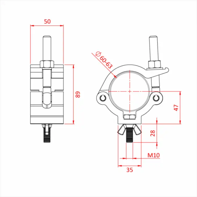 Doughty MAMMOTH HOOK CLAMP, Black STAINLESS STEEL FIXINGS 