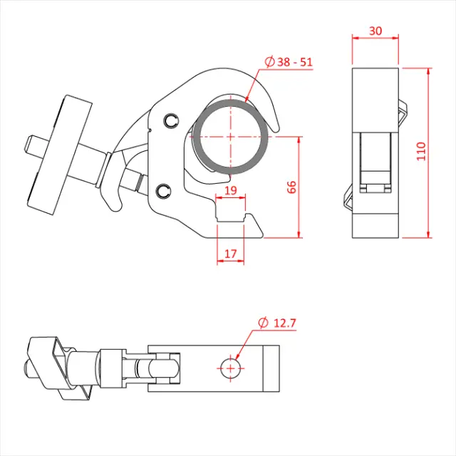 Doughty IP58300 SLIMLINE QUICK TRIGGER CLAMP (Silver) - STAINLESS STEEL 