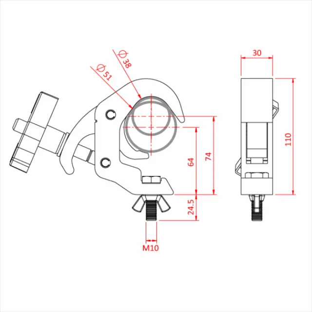Doughty IP58305 SLIMLINE QUICK TRIGGER HOOK CLAMP (Silver) - STAINLESS STEEL 