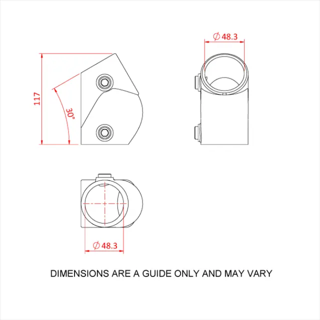 Doughty T12900 Adj. Short Tee PIPECLAMP ADJ. SHORT TEE (30-60 degree) 