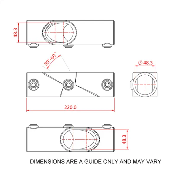 Doughty T13000 Two Socket Cross PIPECLAMP TWO SOCKET CROSS 