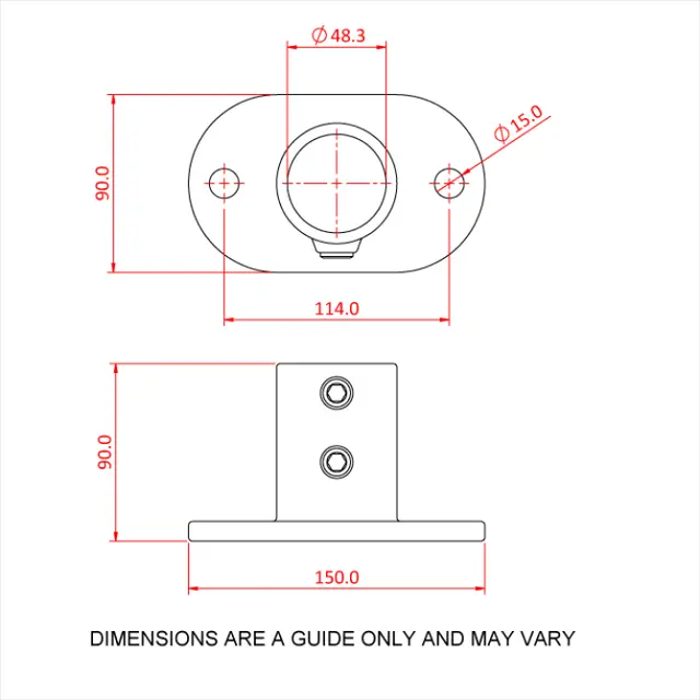 Doughty T13200 Railing Base Flange PIPECLAMP RAILING BASE FLANGE 