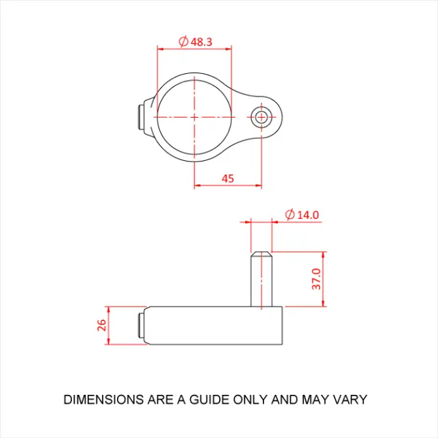 Doughty T14000 Gate Hinge PIPECLAMP GATE HINGE 