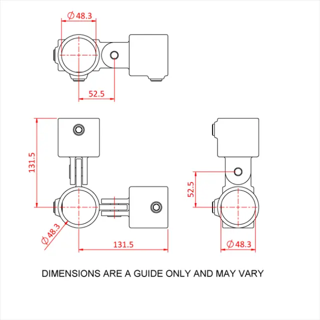 Doughty T16800 Corner Swivel Comb. PIPECLAMP CORNER SWIVEL COMB. 90 deg. 