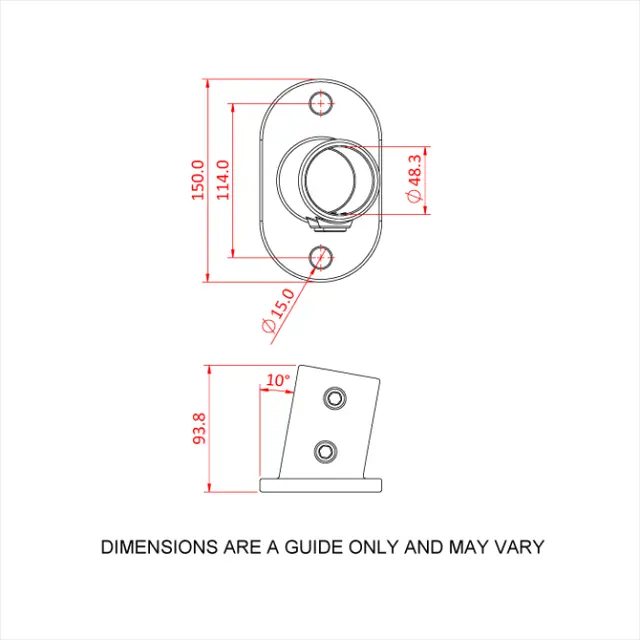 Doughty T17622 Ang.Rail. Base Fla. PIPECLAMP ANG.RAIL. BASE FLA.E 4-10 deg. 