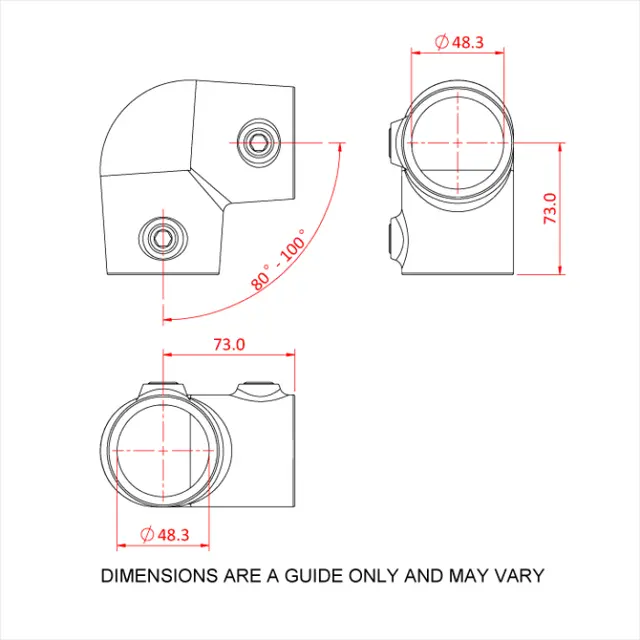 Doughty T17629 Angled Elbow PIPECLAMP ANGLED ELBOW (4-10 degree) 