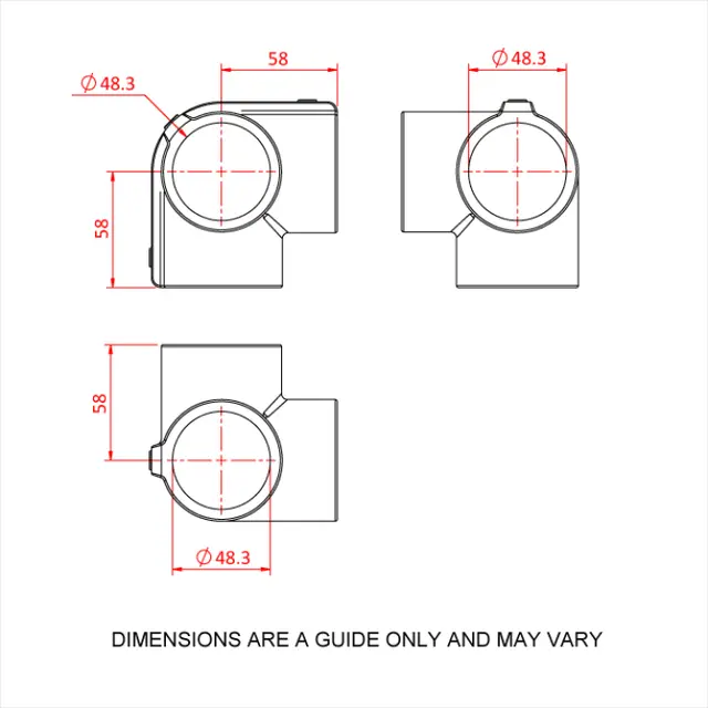 Doughty T194009 3 Way 90 Deg. Elbow 3 WAY 90 deg. ELBOW 