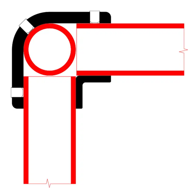 Doughty T194011E Corner (Slimline) CORNER (SLIMLINE) WITH THROUGH TUBE 