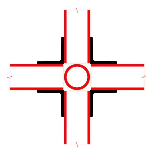 Doughty T194106E Four Way Cross FOUR WAY CROSS WITH CENTRE THROUGH TUBE 