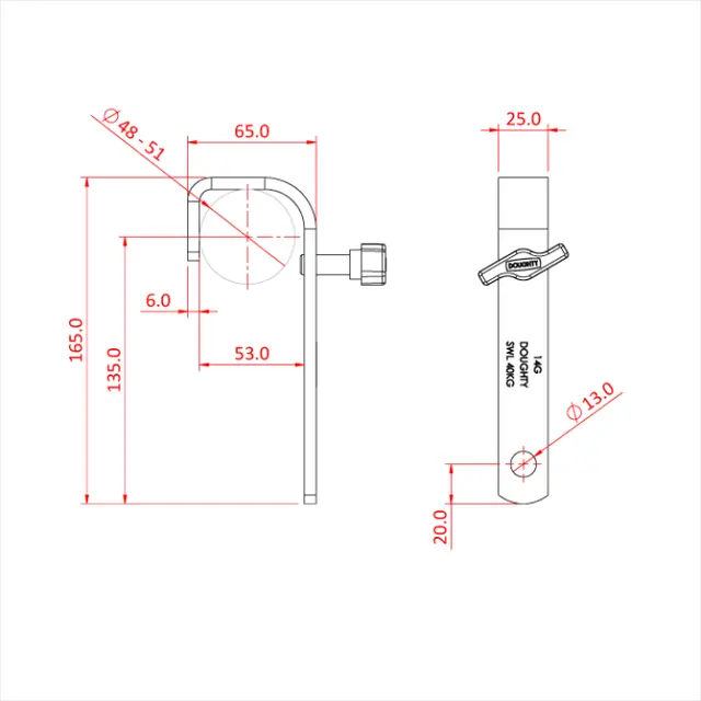 Doughty T20107 Hook Clamp 48mm rett 