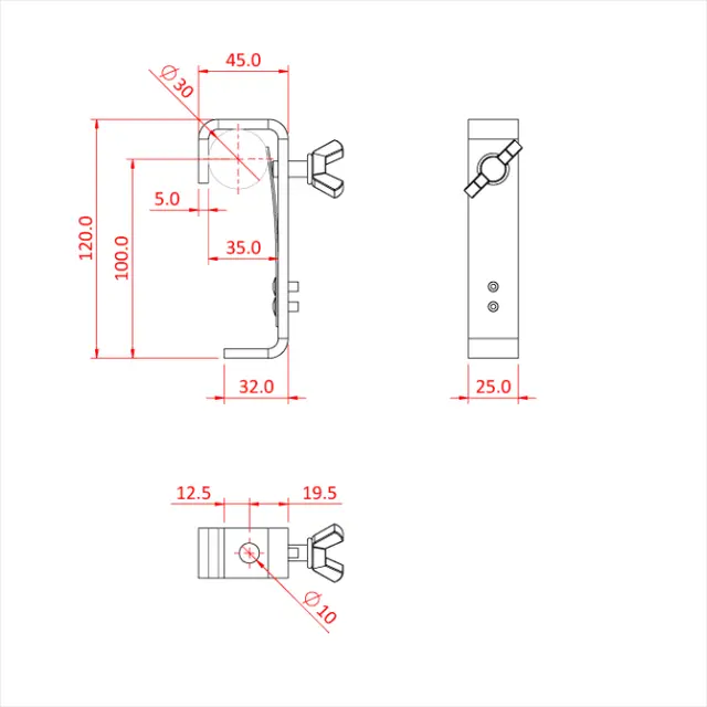 Doughty T20212 HOOK CLAMP 30mm C/W PROTECTOR STRIP 
