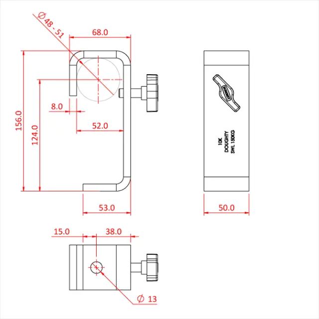 Doughty T20400 HOOK CLAMP 50mm HEAVY DUTY (50 x 8 flat) 