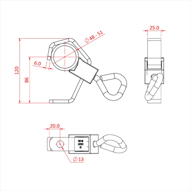 Doughty T21801 HOOK CLAMP TRUSS TYPE UNIVERSAL (Black) 