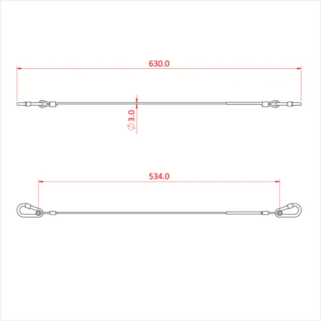 Doughty T22101 15Kg SAFETY BOND (3mm x 585mm long with M6 Carbine Hook a 