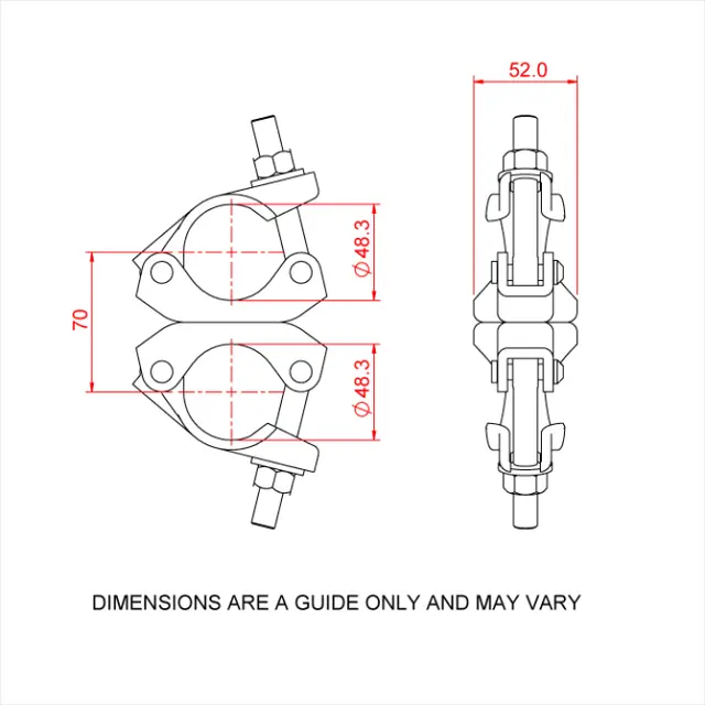 Doughty T24800 SCAFFOLD SWIVEL COUPLER (48mm) (Colour may vary Silver to Gold) 