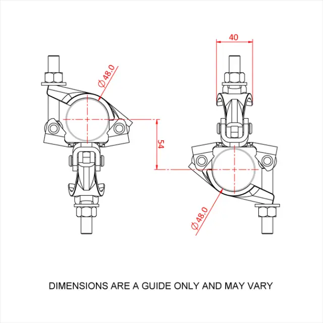 Doughty T24900 SCAFFOLD DOUBLE COUPLER (48mm) (Colour may vary Silver to Gold) 
