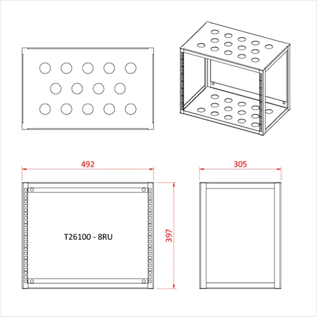 Doughty T26200 RACK FRAME 12 RU 305mm (12") DEEP 