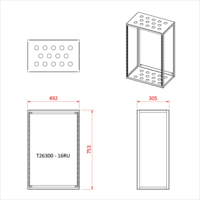 Doughty T26200 RACK FRAME 12 RU 305mm (12") DEEP 