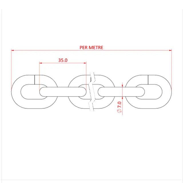 Doughty T28001 LIFTING CHAIN 250 Kgs. (1 metre length) Short Link Grade 8 