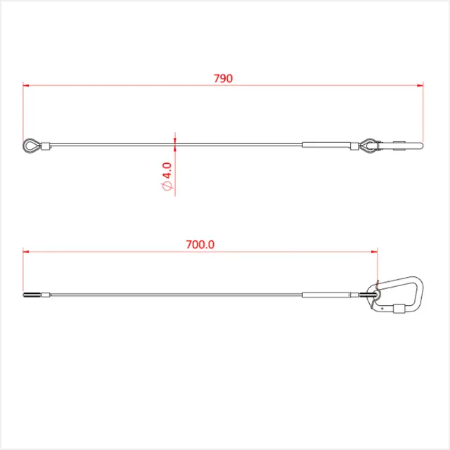 Doughty T2820501 sikkerhetswire 4mm 70cm 50kg 
