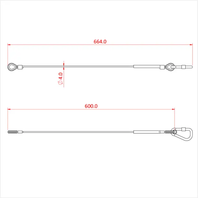Doughty T2844001 sikkerhetswire 4mm 60cm 36kg 