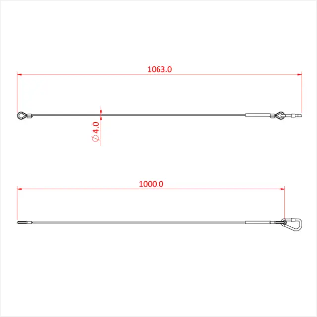 Doughty T2844501 36Kg SAFETY BOND (4mm x 1000mm long with M8 Caribne Hook) 