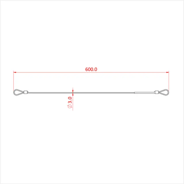 Doughty T2849001 sikkerhetswire 3mm 60cm 100kg uten krok bruk (T23490) 