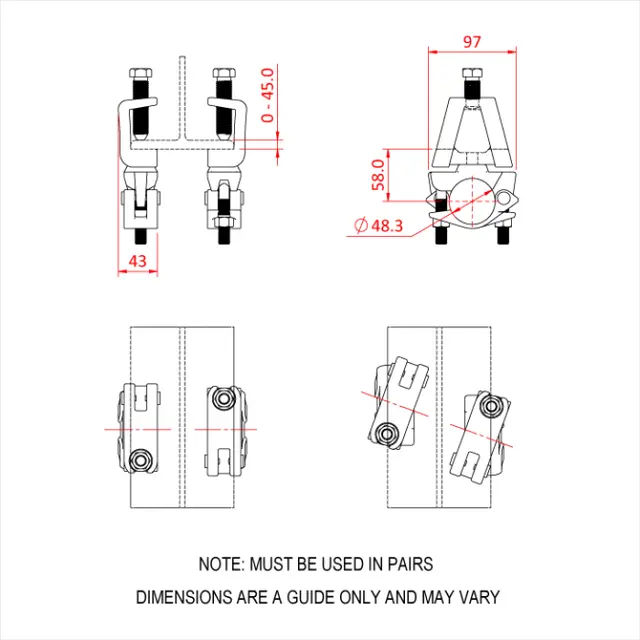 Doughty T29498 GRAVLOCK SWIVEL COUPLER (per pair) 