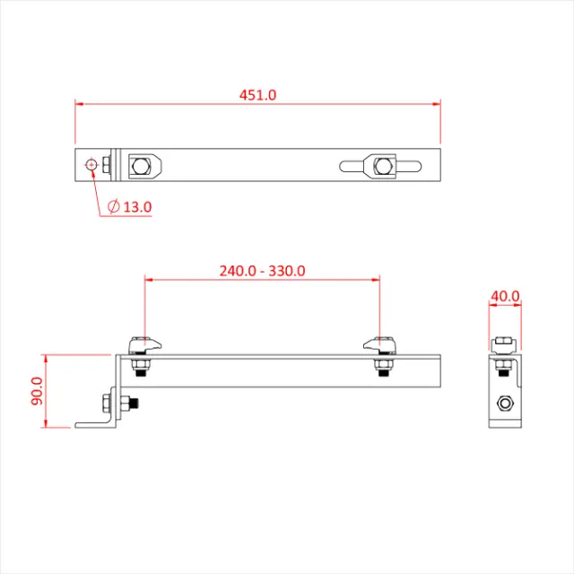 Doughty T29805 GIRDER CLAMP WITH END BRACKET (180mm - 280mm) 