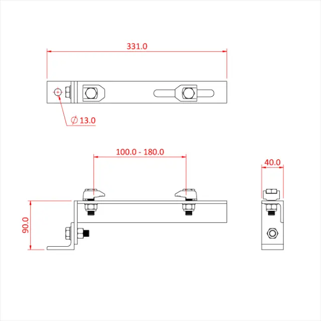 Doughty T29806 GIRDER CLAMP WITH END BRACKET (230mm - 300mm) 