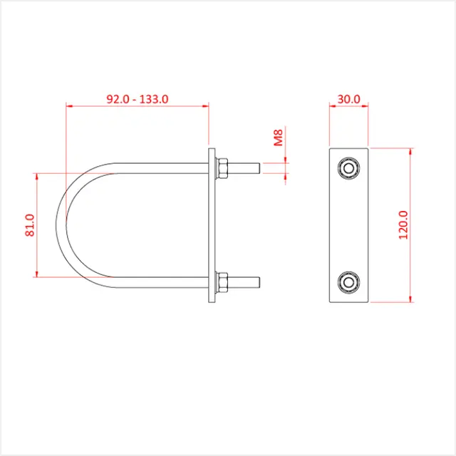 Doughty T30200 PIPE TO PIPE "U" BOLT & PLATE 