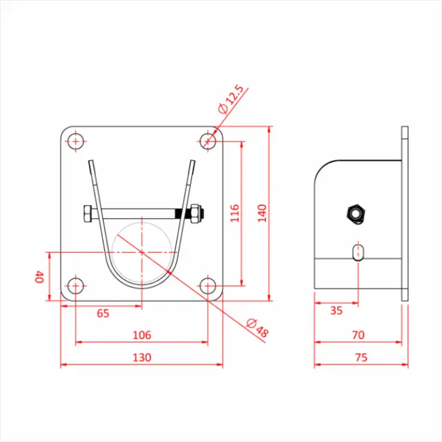 Doughty T30409 WALL HANGER 48MM (Black) 