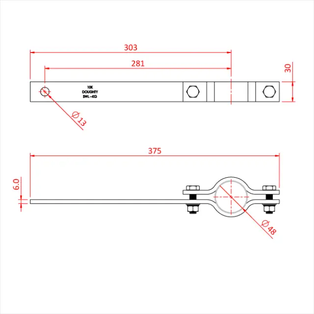 Doughty T30600 BOOM ARM STRAIGHT 