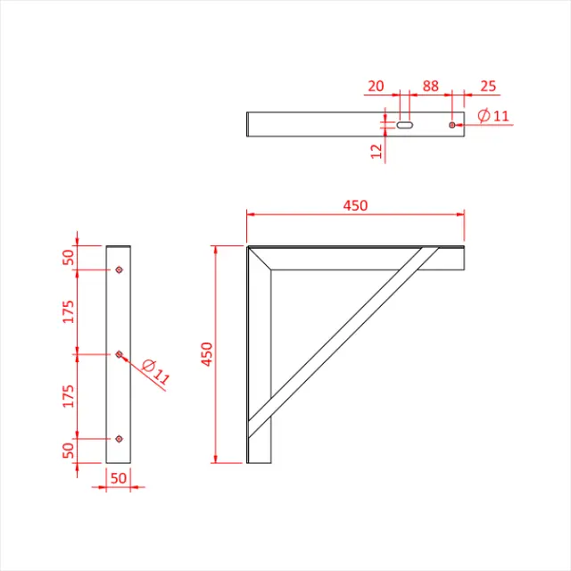 Doughty T34000 WALL BRACKET (Angle Iron) 